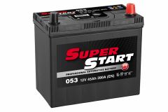 SUPER START 053 12V 45AH 390 CCA SMF CAR BATTERY. L 234mm x W 127mm x H 220mm inc posts