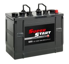 SUPER START 655 12V 125AH 720 CCA SMF HEAVY DUTY CARGO BATTERY. L 347mm x W 174mm x H 285mm inc posts