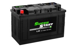 SUPER START L35-100 12V 100AH 720 CCA LEISURE BATTERY. L 352mm x W 176mm x H 227mm inc posts