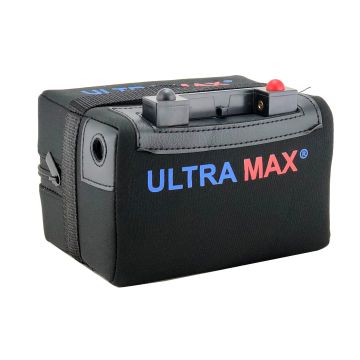 UltraMax 12v 22Ah (27 - 36 Hole) Lithium LiFePO4 Golf Battery with Charger, Lead & Bag