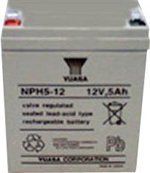 YUASA NPH5-12, 12V 5AH 20HR VALVE REGULATED LEAD ACID (VRLA) BATTERY (AS 4AH, 4.2AH & 5AH) with 6.3mm / 0.250" WIDE MALE SPADE CONNECTIONS