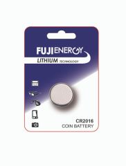 CR2016 FUJIENERGY Lithium Coin Cell, blister pack of 1