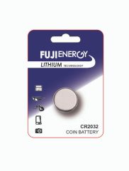 CR2032 FUJIENERGY Lithium Coin Cell, blister pack of 1