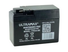 Ultramax YTR4A-BS, 12v 2.3Ah  Motorcycle Batteries. L(mm) W(mm) H(mm) 114 39 86