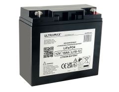 UltraMax 12v 18Ah Lithium Iron Phosphate, LiFePO4 Battery