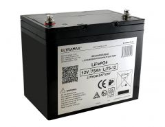 UltraMax Li75-12, 12v 75Ah Lithium Iron Phosphate, LiFePO4 High Capacity Deep Cycle Battery, Charger Included