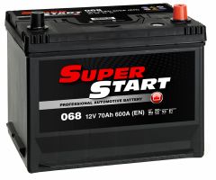 SUPER START 068 12V 70AH 600 CCA SMF CAR BATTERY. DIMENSIONS: L 269mm x W 174mm x H 226mm