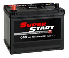 SUPER START 069 12V 70AH 600 CCA SMF CAR BATTERY. L 270mm x W 175mm x H 205mm inc posts