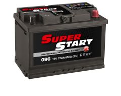 SUPER START 096 12V 72AH 650 CCA SMF CAR BATTERY. L 278mm x W 175mm x H 190mm inc posts