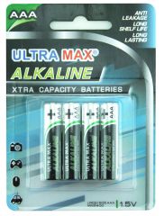 Ultramax AAA Alkaline battery, 4 Batteries in a Pack.