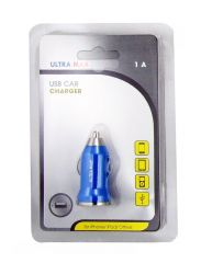 Ultra Max Blue Single USB Car Charger 1Amps