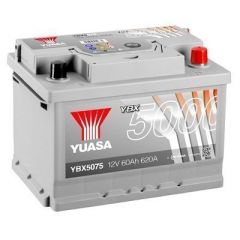 Yuasa YBX5075 (075T Elite)- 12V 60Ah 620A Silver High Performance Battery (4 Years Warranty)