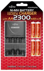 Fujitsu Charges 1-4 Ni-MH/Ni-Cd AA/AAA, includes 4x 2300mAh size batteries