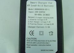 6V 3Amp Ultramax Charger for Sealed Lead Acid (SLA) Batteries.