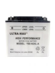 Ultramax Yumicron Y60-N24L-A, 12v 28Ah Motorcycle Batteries. L(mm) W(mm) H(mm) 184 124 175