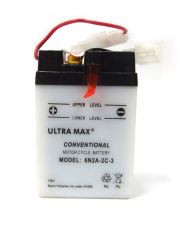 Ultramax 6N2A-2C-3, 6v 2Ah Motorcycle Batteries. L(mm) W(mm) H(mm) 70 46 106