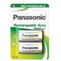 Panasonic R14 C Size Rechargeable Battery 1.2V  2800mAh Pack of 2
