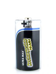 Ultramax Rechargeable D Size Battery, NIMH 2500 mAh, 1.2v. 2 Batteries in a Pack.