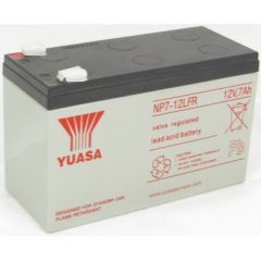 YUASA NP7-12L F/RETARD, 12V 7AH 20HR VALVE REGULATED LEAD ACID BATTERY (AS 6AH, 7.2AH, 7.5AH & 8AH) with 6.3mm / 0.250" WIDE MALE SPADE CONNECTIONS