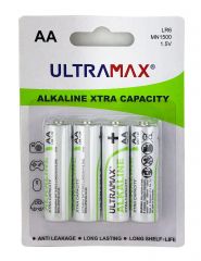 Ultramax AA Alkaline battery, 4 Batteries in a Pack.