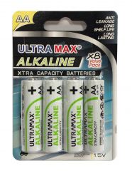 Ultramax AA Alkaline battery, 8 Batteries in a Pack.