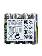 Ultra Max AA Alkaline shrink of 4
