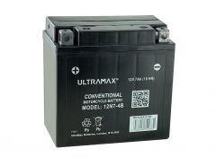 Ultramax 12N7-4B, 12v 7Ah Motorcycle Batteries. L(mm) W(mm) H(mm) 135 75 133