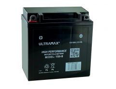 Ultramax Yumicron YB9-B, 12v 9Ah Motorcycle Batteries. L(mm) W(mm) H(mm) 135 75 139