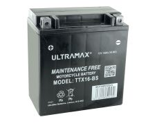 Ultramax TTX16-BS (Replaces Yuasa YTX16-BS), 12v 14Ah Motorcycle Batteries. L(mm) W(mm) H(mm) 150 87 161