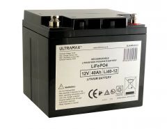 Li40-12, 12v 40Ah Lithium Iron Phosphate, LiFePO4 High Capacity Deep Cycle Battery, Charger Included. L(mm) W(mm) H(mm) 196 164 172