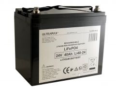Ultramax LI42-24, 24v 42Ah Lithium Iron Phosphate LiFePO4 Battery- 50A Max. Discharge Current - Weight 10 Kg
